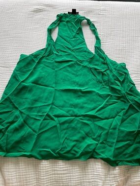 100% Silk Emerald Green Racerback Tank Top